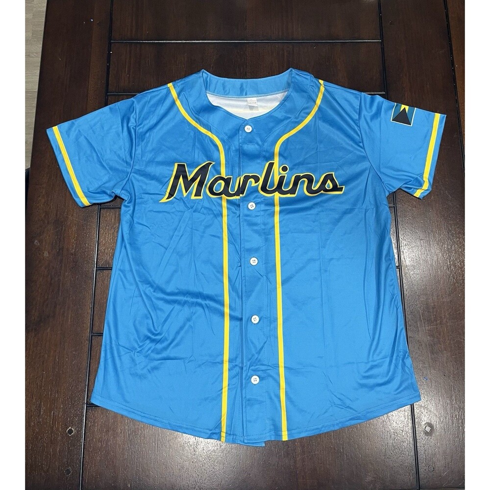 MIAMI MARLINS JERSEY BAHAMA HERITAGE NIGHT ADULT SIZE XL BLUE MLB BASEBALL